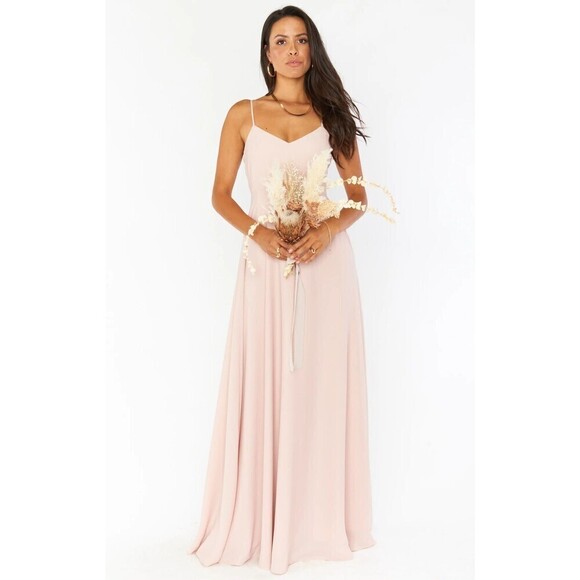 Show Me Your Mumu Faith Maxi Dress Dusty Blush Crisp XXS - Picture 2 of 6